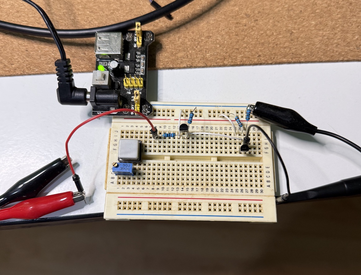 Glitching circuit in a breadboard